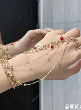 大话西游紫霞仙子手链花式采耳手铃古风民族舞蹈铃铛戒指一体手链