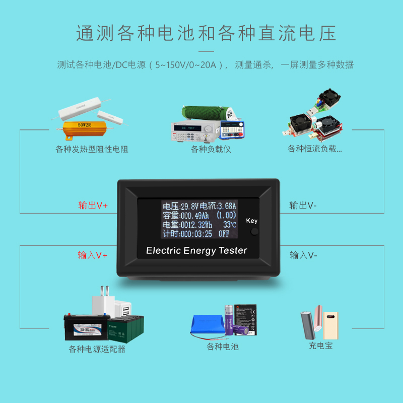 炬为数显直流电流表电压表功率电量表头电动车电源模块电池测试仪