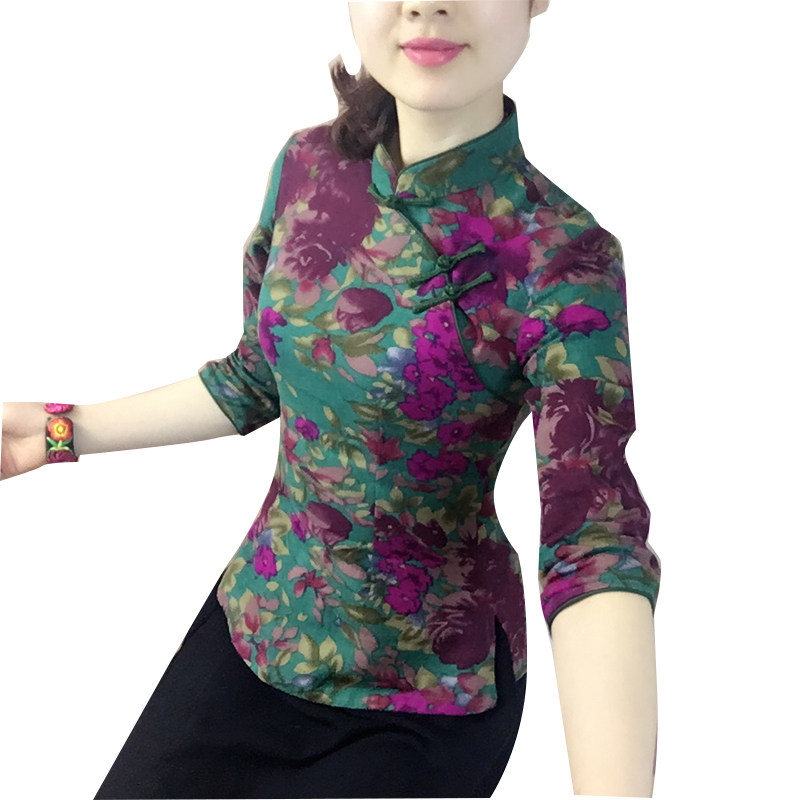 中国风日常复古修身短款棉麻旗袍 傲雪屋上衣