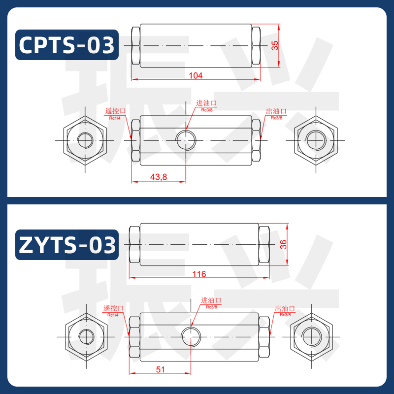 油缸止退阀自锁 管式液控单向阀逆止阀 CPTS-03液压缸ZYTS-03锁阀 - 图2