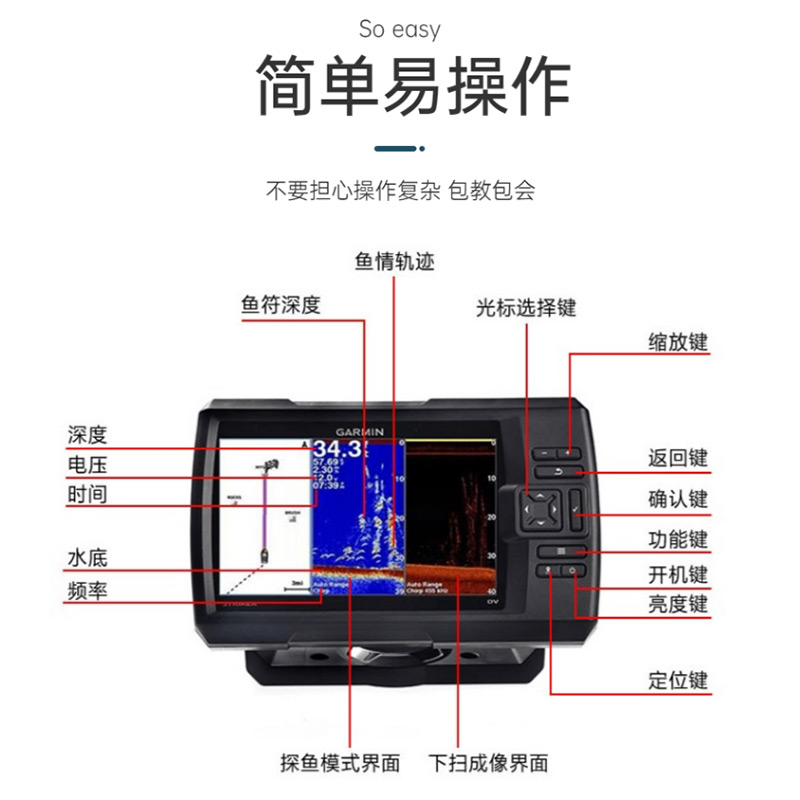 佳明探鱼器GARMIN 2D 7CV 650FF VIVID声纳筏钓探鱼器 - 图1