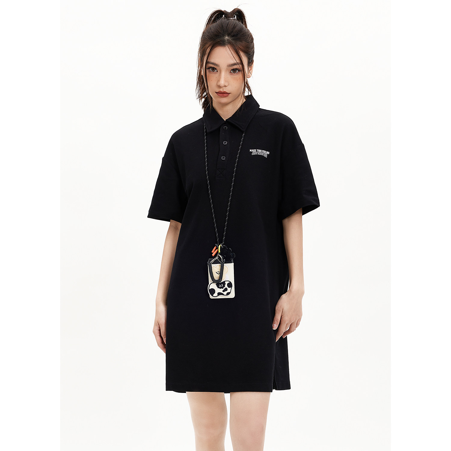 佐贝卡潮牌黑色女夏宽松休闲连衣裙 佐贝卡连衣裙