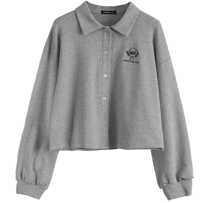 2020新款灰色高腰短款宽松bf风卫衣 佐贝卡卫衣/绒衫