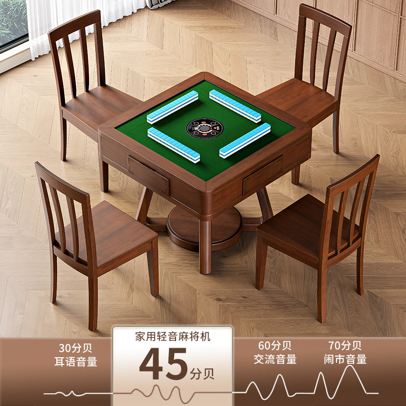 实木圆桌麻将桌餐桌两用多功能麻将机全自动家用一体中式电动餐麻 - 图0
