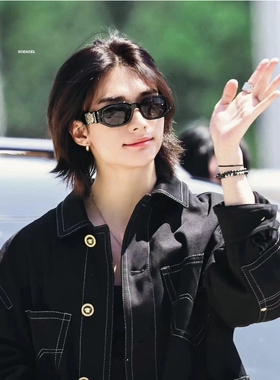 白色潮牌墨镜女赵露思同款时尚遮阳方形韩版复古风高级感太阳镜男