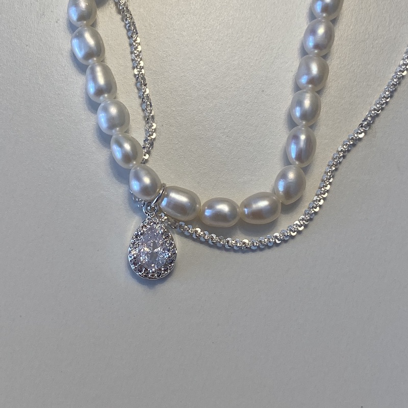 与你手作丨天然珍珠项链女夏复古小众原创 纯银淡水珍珠锁骨链  S925