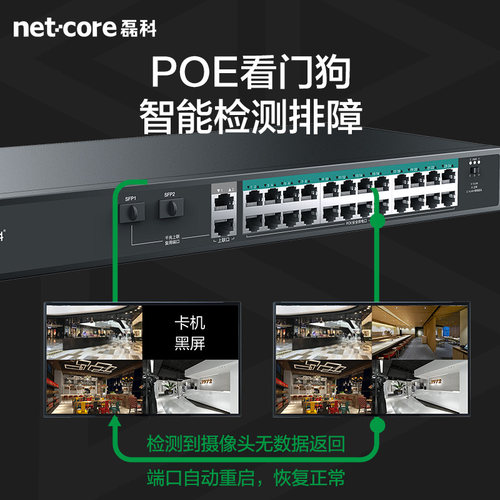 磊科SG28P 24口百兆POE2千兆级联口2千兆监控专用国标48V带2光口网线供电交换分线器支持海康大华TP摄像头 - 图2