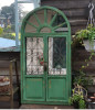 Retro distressed wall decoration mirror solid wood courtyard balcony