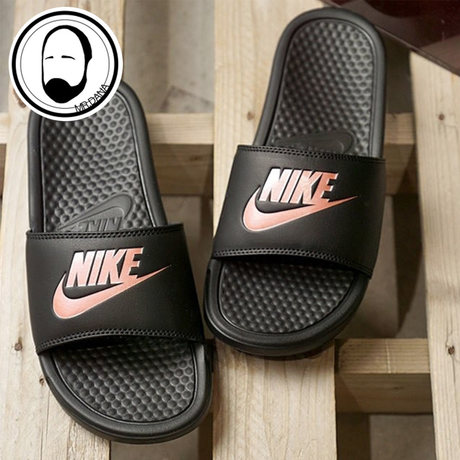 nike benassi black rose gold