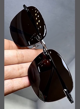 天然茶色水晶石正品石头镜无边框男士男款水晶眼镜商务眼镜墨镜