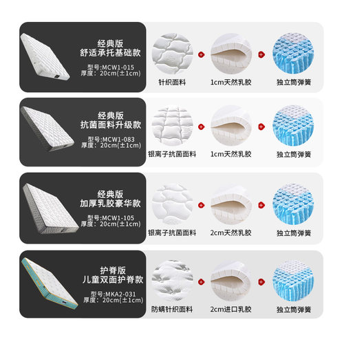 【经典版】慕思天然乳胶床垫十大慕斯名牌独立筒弹簧厚硬垫子家用 - 图0