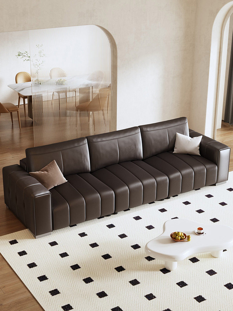 慕思艾慕头层牛皮豆腐块真皮沙发 慕思皮艺沙发