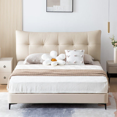 慕思旗舰店皮床主卧婚床真皮床