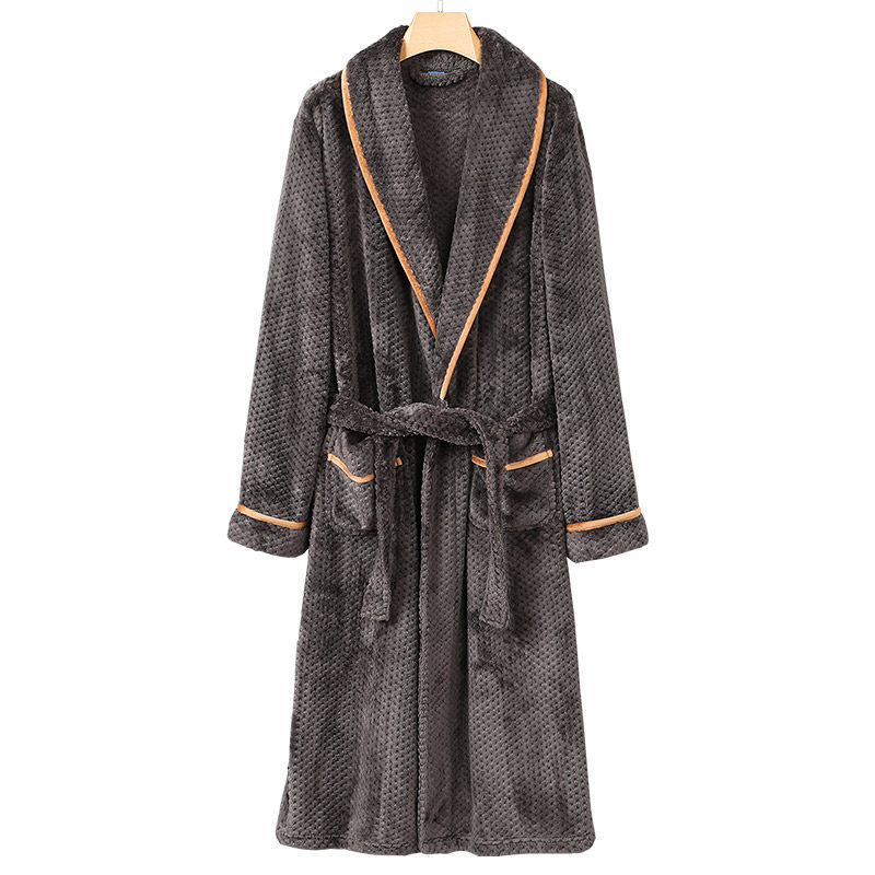 秋冬季珊瑚绒睡袍男士加长款晨袍 木子内衣睡袍/浴袍