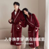 Couple nightgown women's autumn and winter thickened flannel bathrobe wedding year red coral velvet pajamas home clothes