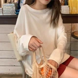 Демисезонный приятный телу утепленный лонгслив, в западном стиле, свободный крой