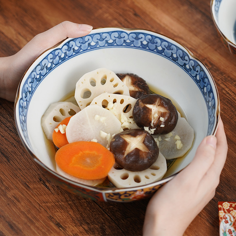 美浓烧轻奢金彩古伊碗盘8件套日式进口家用饭碗精美送礼餐具套装