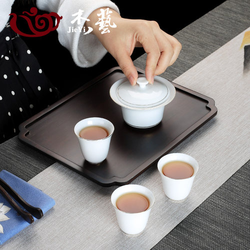 茶盘日式家用客厅茶奉盘长方形竹制小型茶海简易茶托盘茶具干泡台 - 图1
