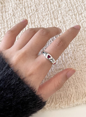 高级感精致彩色宝石戒指轻奢小众时尚复古女生气质极简饰品礼物