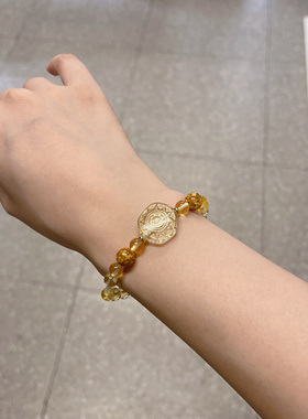 Ojala原创设计巴洛克风复古手串黄水晶新中式气质度假手链女礼物