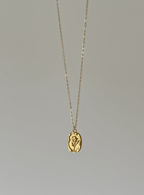 Ojala春夏款浮雕郁金香项链博主同款银色金色简约法式原创设计