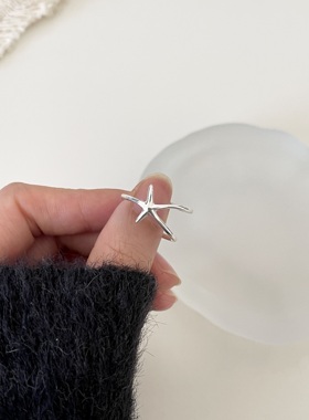 冷淡风银色多层交叉开口戒指女小众高级时尚ins风设计感