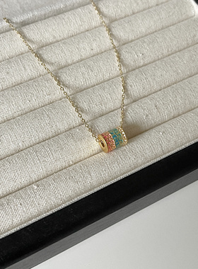 彩虹五条经转运珠项链古法彩色吊坠女生礼物高级感锁骨链饰品