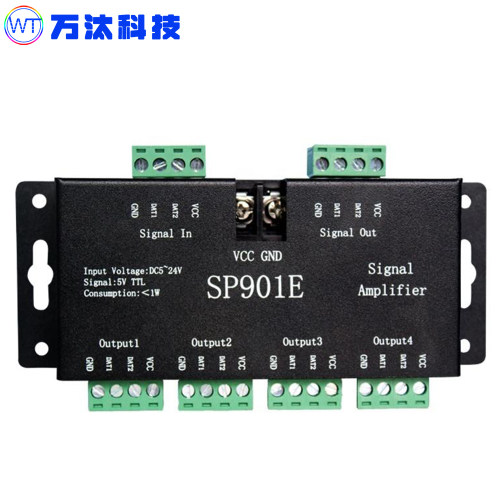 SP901E幻彩灯带放大器ws2811全彩灯条led控制器SPI信号放大器2812 - 图0