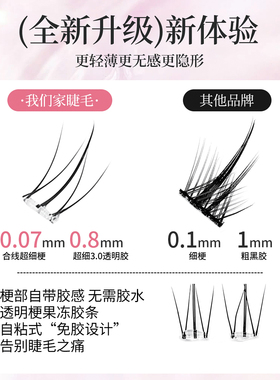 三迪甄选免胶自然双V纤长假睫毛漫画芭比仙女自然毛流妆感伪素颜