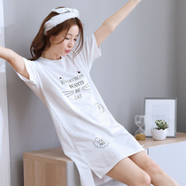2023 New Summer Pyjamas Woman Summer Pure Cotton Sleeping Dress White Korean Version Cute Cartoon Early School Students Wear Home Clothes