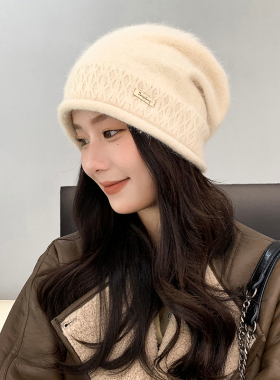 堆堆帽女百搭冬季保暖兔毛帽