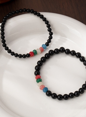 GD权志龙ins同款彩色新款时尚情侣男女黑玛瑙手链手串饰品潮牌