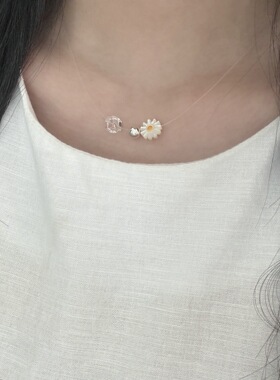 S925银甜美小雏菊鱼线项链锁骨链