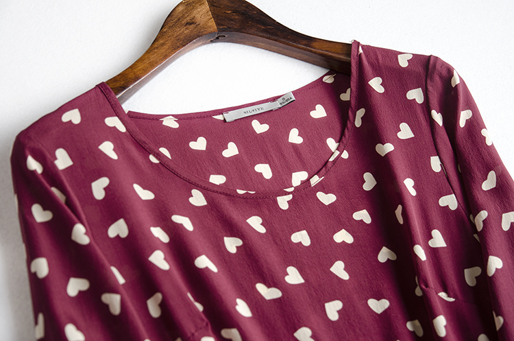 多色2018新款桑蚕丝印花圆领系带抽绳长裙波