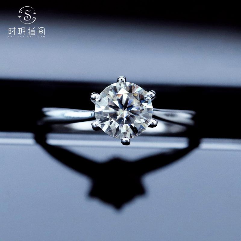 克拉经典六爪求婚仿真钻戒 1 纯银 925 色莫桑石戒指女活口 D 时指间 克拉经典六爪求婚仿真钻戒 1 纯银 925 色莫桑石戒指女活口 D 时指间