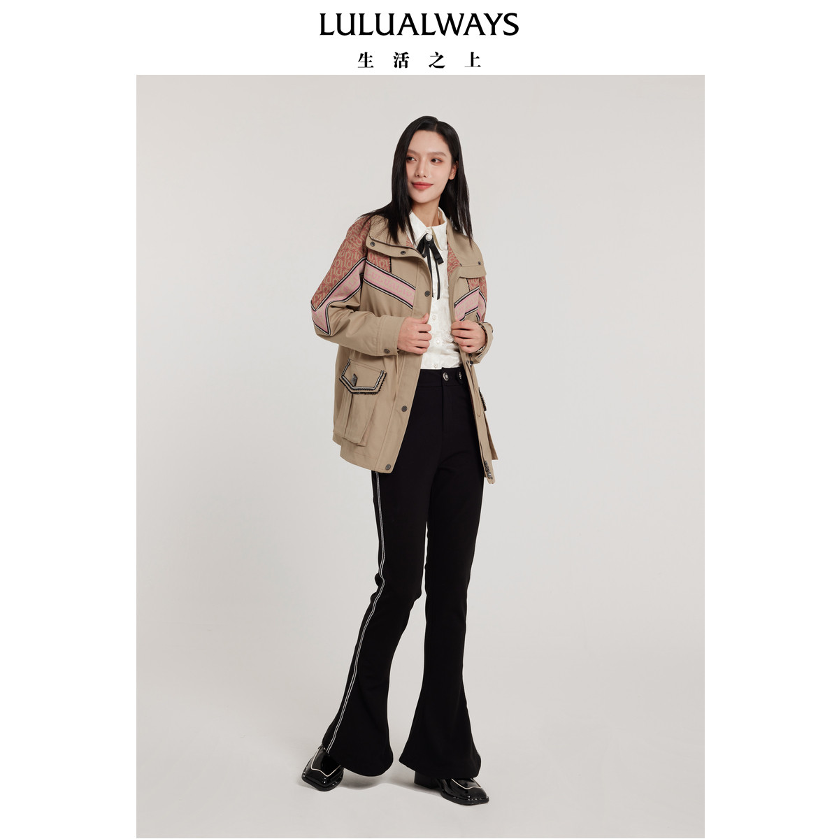 LULUALWAYS我爱露露新款款休闲时尚抽绳收腰拉链女风衣,淘宝优惠券,粉丝福利购,淘宝优惠卷