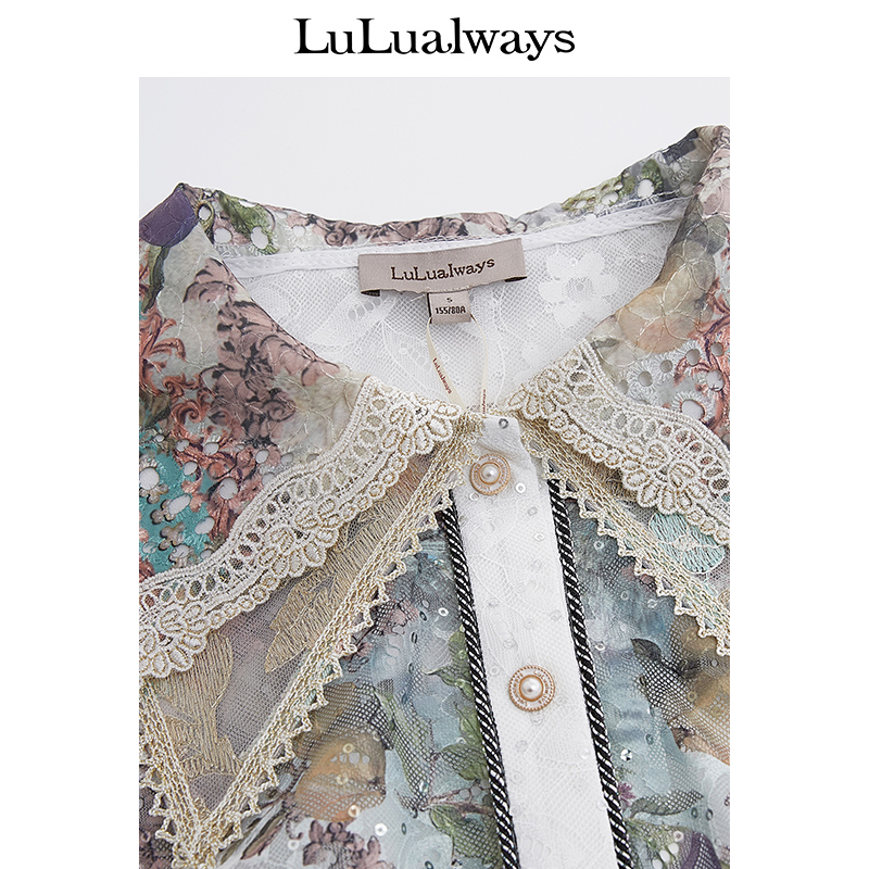 lulualways新款甜美精致蕾丝女衬衫 LULUALWAYS衬衫
