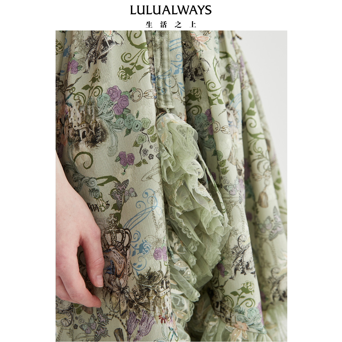 华服系列-窈窕淑女LULUALWAYS法式复古公主露肩连衣裙