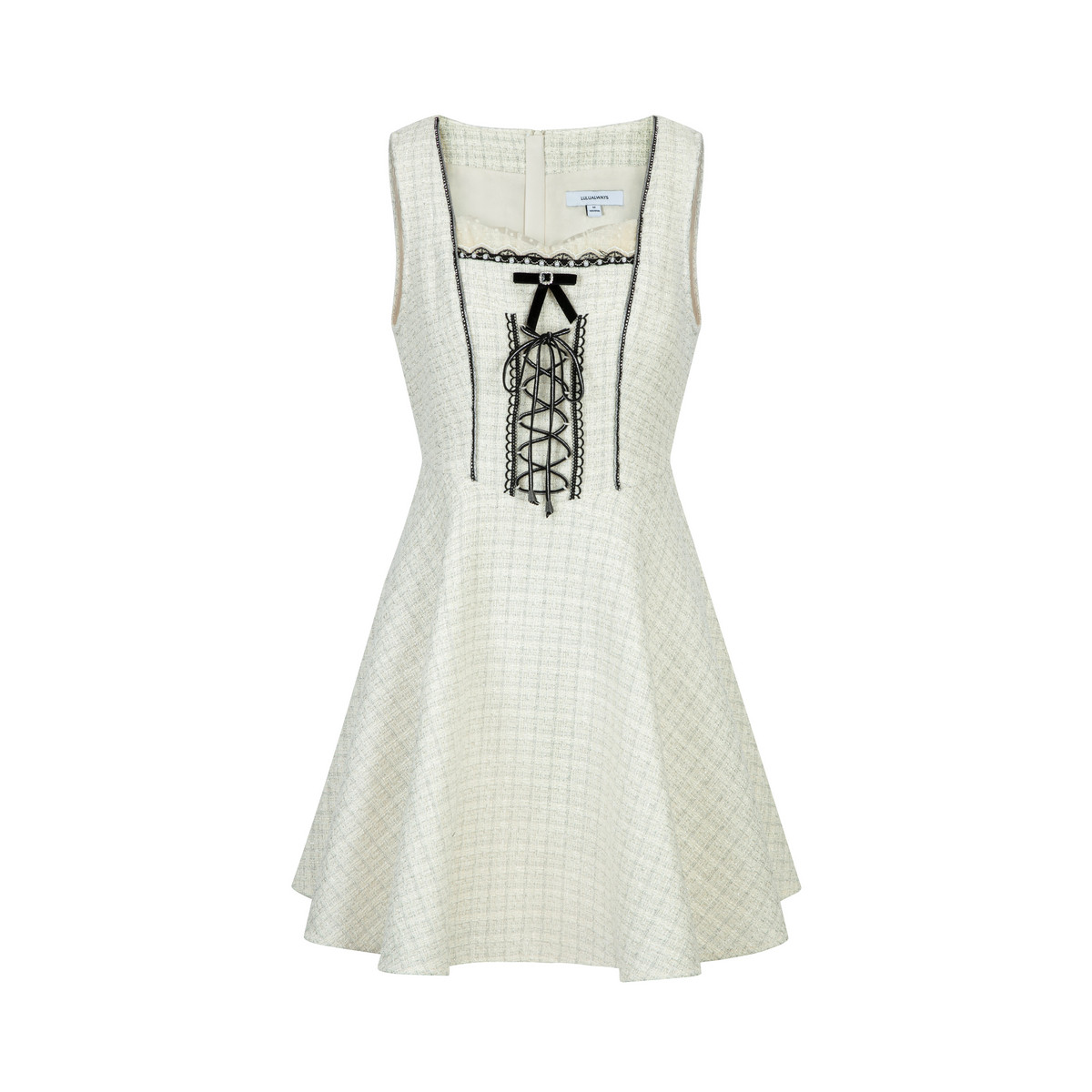 LULUALWAYS我爱露露26春季新款千金名媛风小香风米白色无袖连衣裙,淘宝优惠券,粉丝福利购,淘宝优惠卷