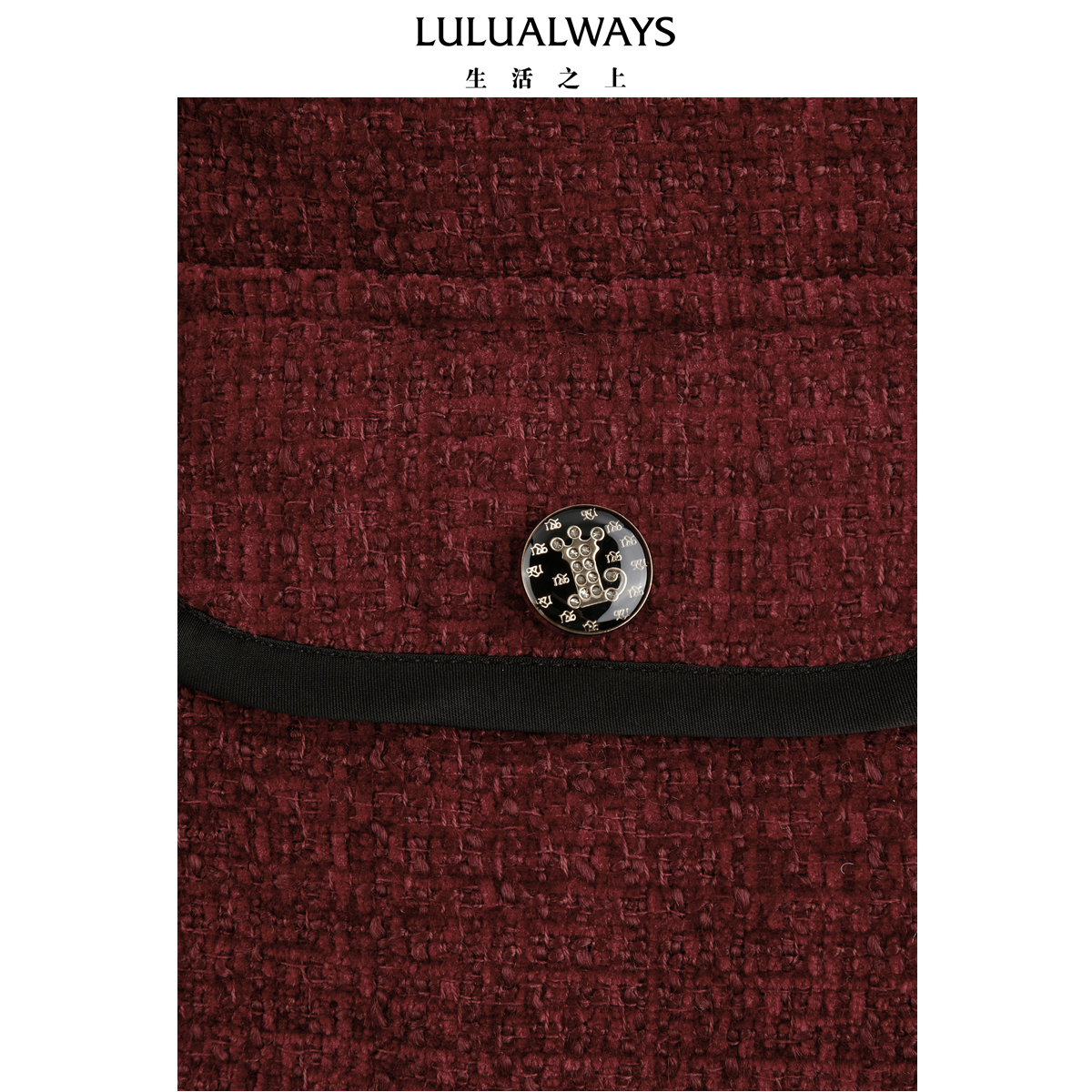 LULUALWAYS我爱露露25冬季新款气质富家千金蝴蝶结小香风加棉外套 - 图2