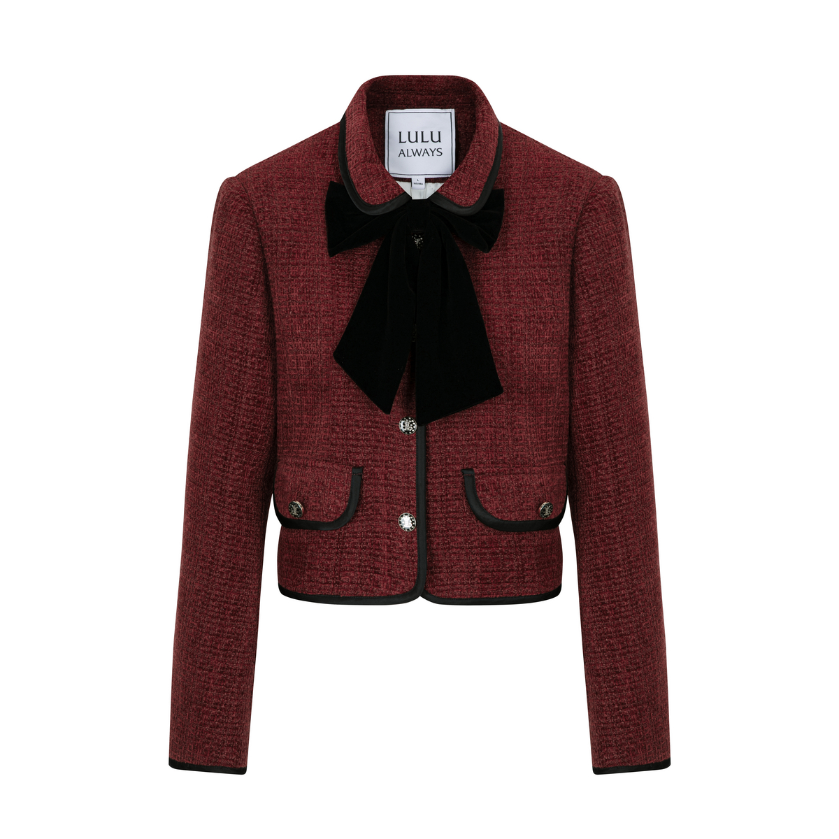 LULUALWAYS我爱露露25冬季新款气质富家千金蝴蝶结小香风加棉外套 - 图3