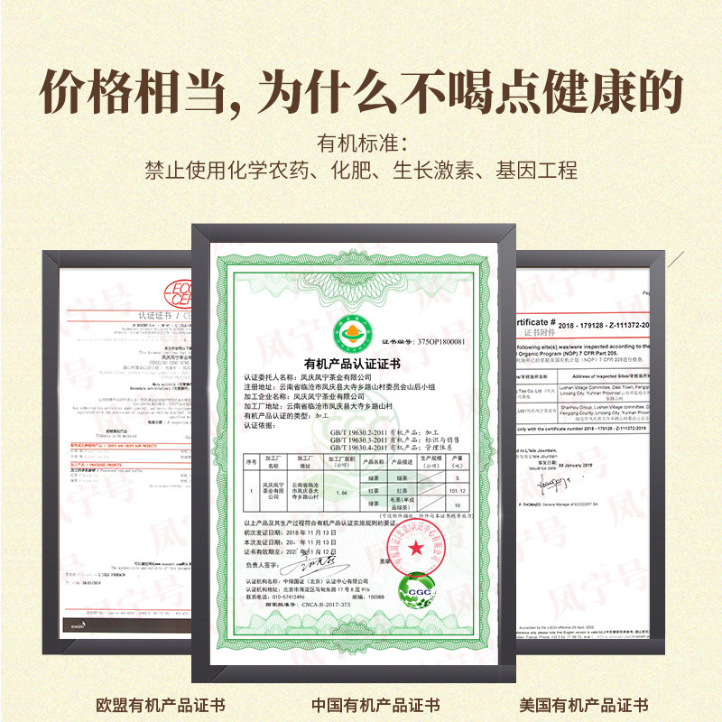 新茶凤宁号经典58云南滇红茶叶特级古树品牌升级款有机古树经典58