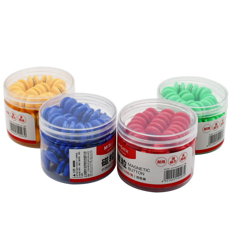 彩色磁钉磁力扣磁贴磁粒圆形白板磁铁黑板吸铁石2cm磁扣80粒/桶 - 图3