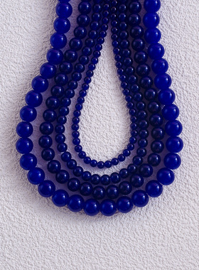 复古蓝色仿珍珠短项链