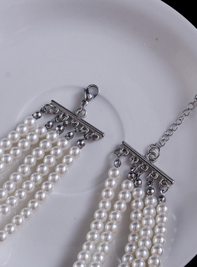 赫本风多层仿珍珠短项链