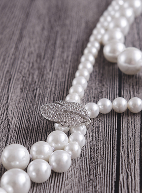 正圆贝壳珍珠长款项链女