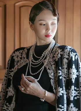 赫本小香风多层仿珍珠项链 复古百搭旗袍配饰品韩国圆珠毛衣链女