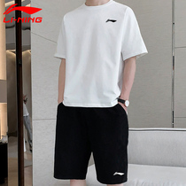 Li Ning Sports Suit Speed Dry Male Casual T-Shirt Short Sleeve Shorts 2023 Summer New Fitness Running Training Suit 4