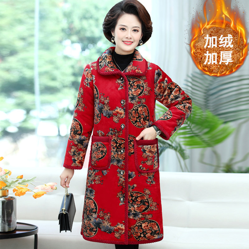 千丝鹿妈妈中长款中老年女装棉衣 千丝鹿中老年女装