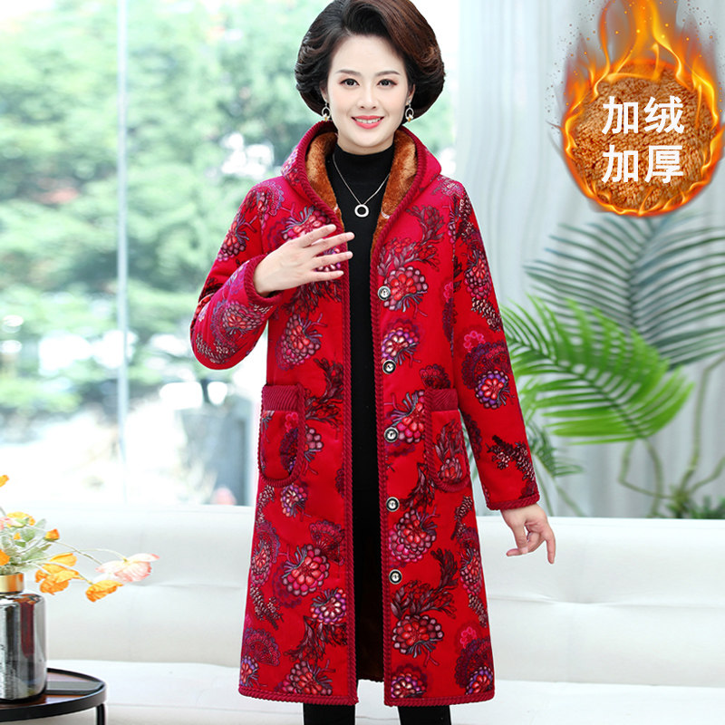 千丝鹿中长款妈妈中老年女装棉衣 千丝鹿中老年女装